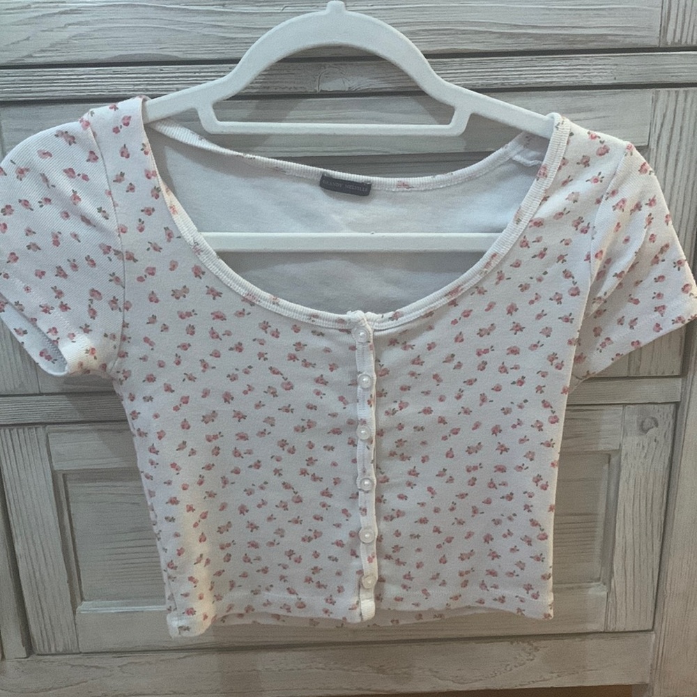white with pink flowers tee shirt